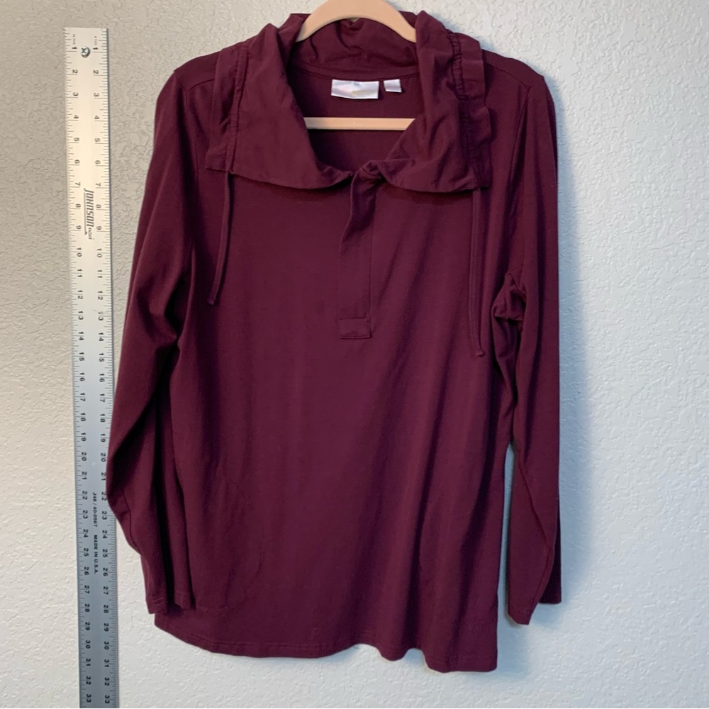 Belle by Kim Gravel Maroon Long Sleeve Top
